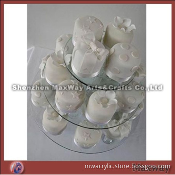 Clear Blue Round Promotional 3 Tiers Acrylic Cupcake Display Stand Rack